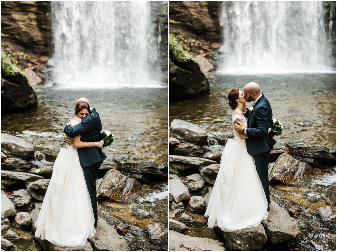 intimate asheville wedding by a waterfall